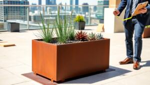 corten steel planter box
