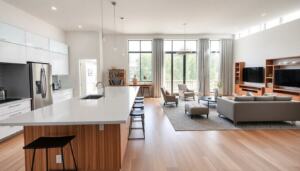 open floor plan kitchen and living room